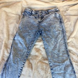 80's style high waisted acid wash jeans